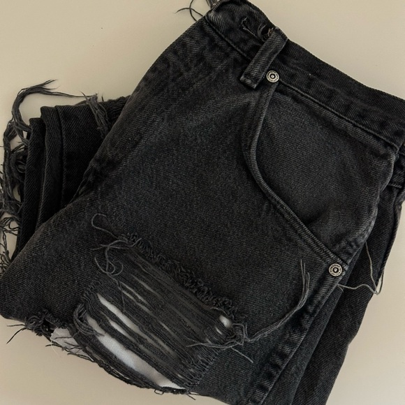 distressed black denim pants - Picture 3 of 6